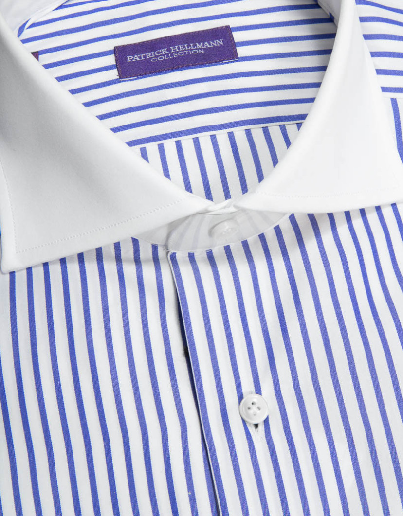 Patrick Hellmann Collection White Shirt With Blue Line And Pure Collar image